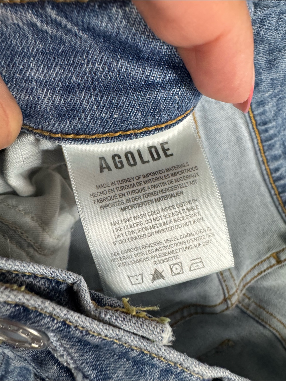 AGOLDE High Rise Distressed Straight Leg Jeans Size 27 Light Wash - Picture 4 of 8